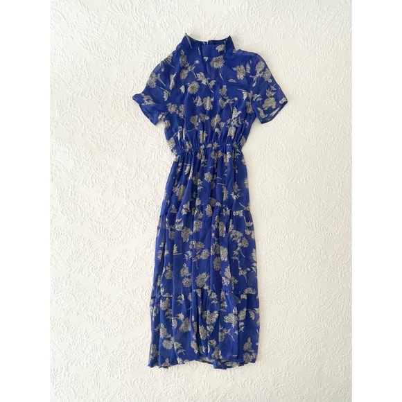 NWOT Lulus Floral Dressed Up Royal Blue Floral Print Midi Dress XSmall - Picture 2 of 9